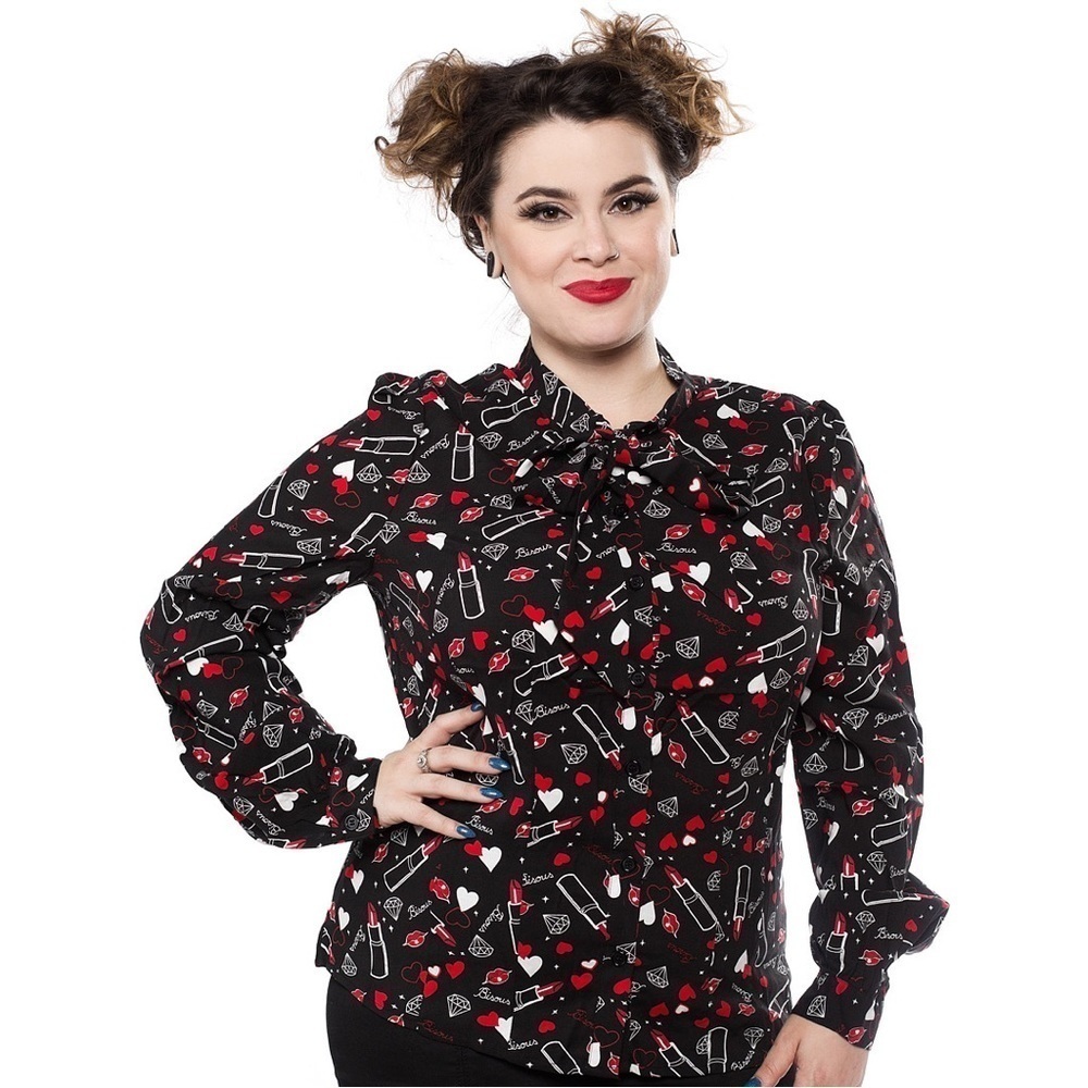 HELL BUNNY BISOUS BLOUSE SIZE SMALL